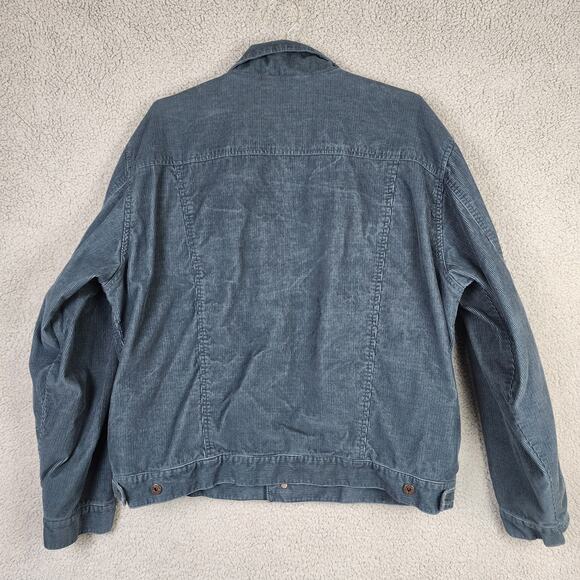 LL Bean Men's XL Regular Button Up Chore Coat Blue Corduroy Fleece Lined 0BFT9 - Picture 2 of 6